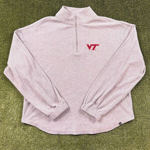 Virginia Tech Sweater Womens Large Gray Hype And Vice 1/4 Zip Thermal Boxy Fit